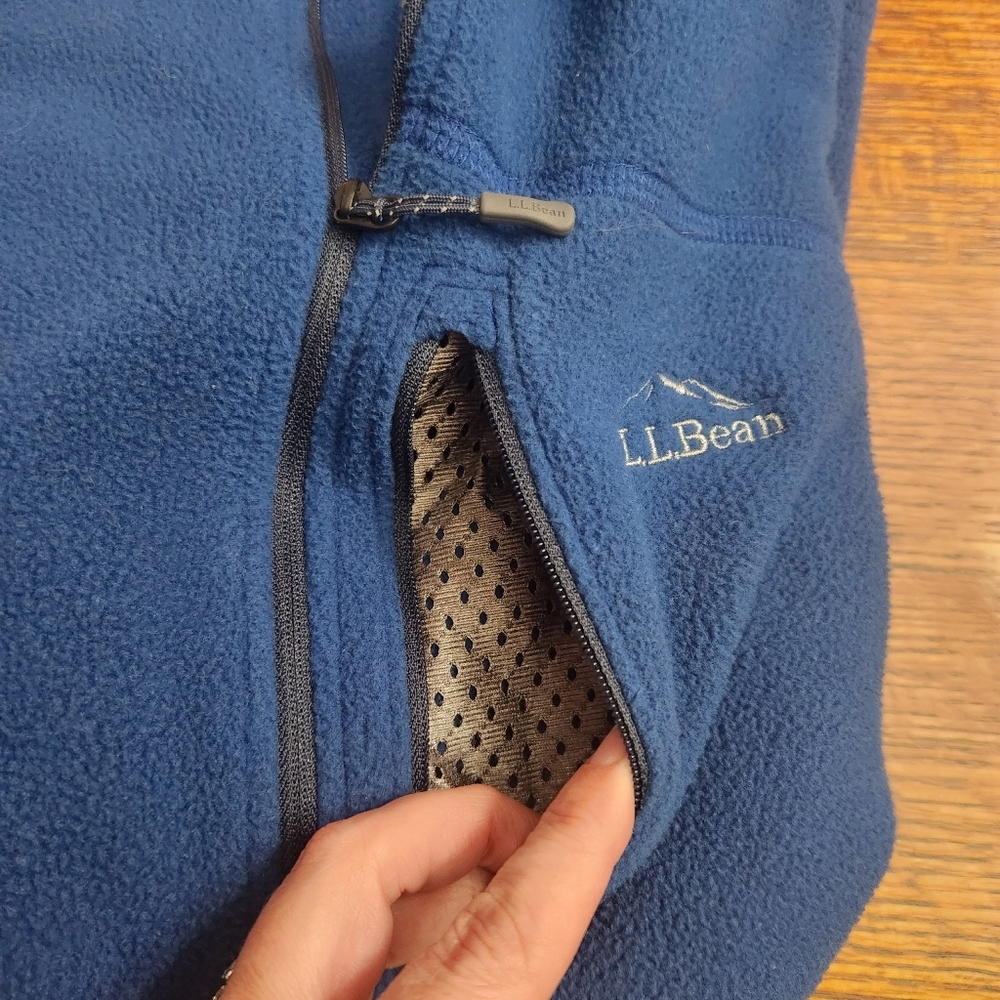LL Bean Fleece Pullover Mens Medium Blue Long Sleeve Sweater 1/4 Zip Outdoor - Picture 11 of 11